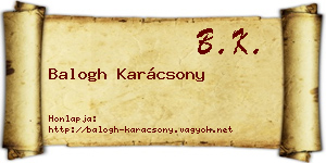 Balogh Karácsony névjegykártya